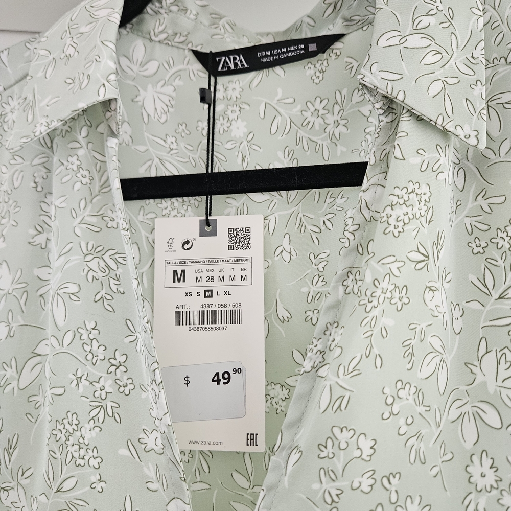 Zara Mint Green Floral Blouse - Picture 5 of 6